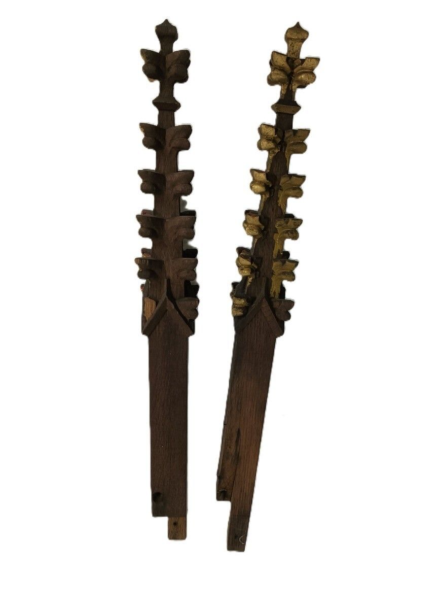 Neo Gothic 2 Reclaimed Carved Wood Large Spindles Balusters Trim Posts Pillar photo Home Decor