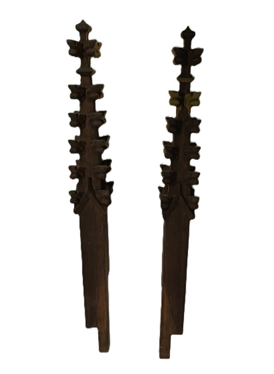 Neo Gothic 2 Reclaimed Carved Wood Large Spindles Balusters Trim Posts Pillar photo vinterior