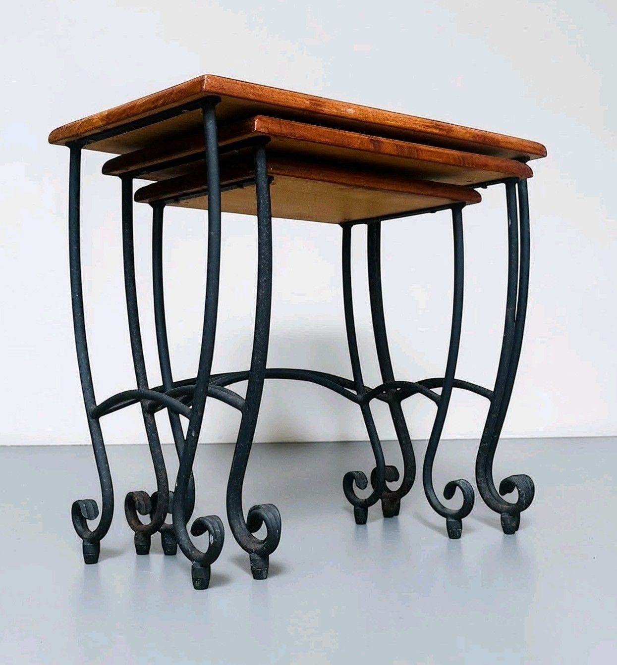 Vintage Habitat Teak And Iron Nest Of Tables Retro C1960s Very Decorative