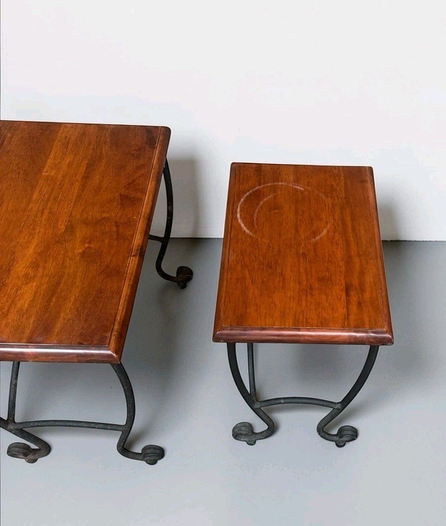 Vintage Habitat Teak And Iron Nest Of Tables Retro C1960s Very Decorative photo Furniture