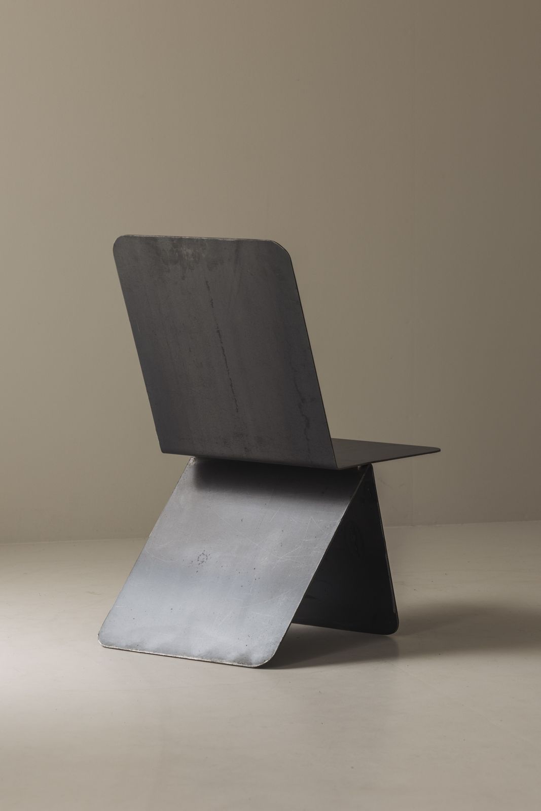 photo for sale Striking Modernist Metal Chair From The 1980s, Executed In Folded Sheet Steel.