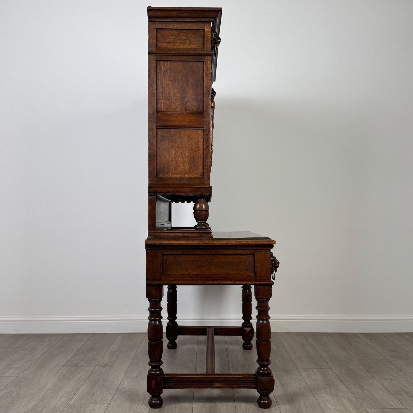 Antique 19th Century Jacobean Revival Cabinet In Copper And Oak ( Af 4137 ) photo vinterior