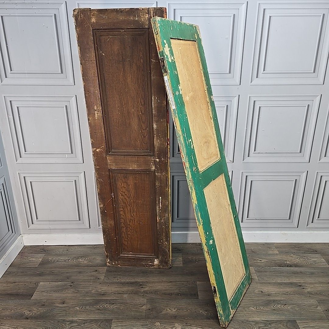Home Fixtures Antique Pair Wooden Doors Window Shutters Painted Rustic Panels Vintage Wood photo