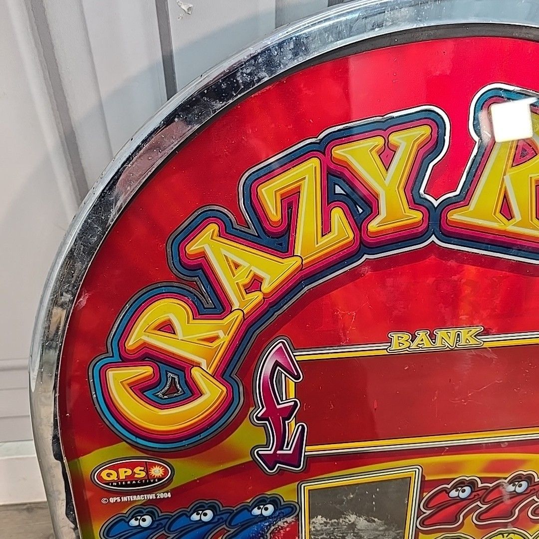 Retro Arcade Front Glass Crazy Reels Slot Machine Panel Display Sign Upcycle photo 70.0