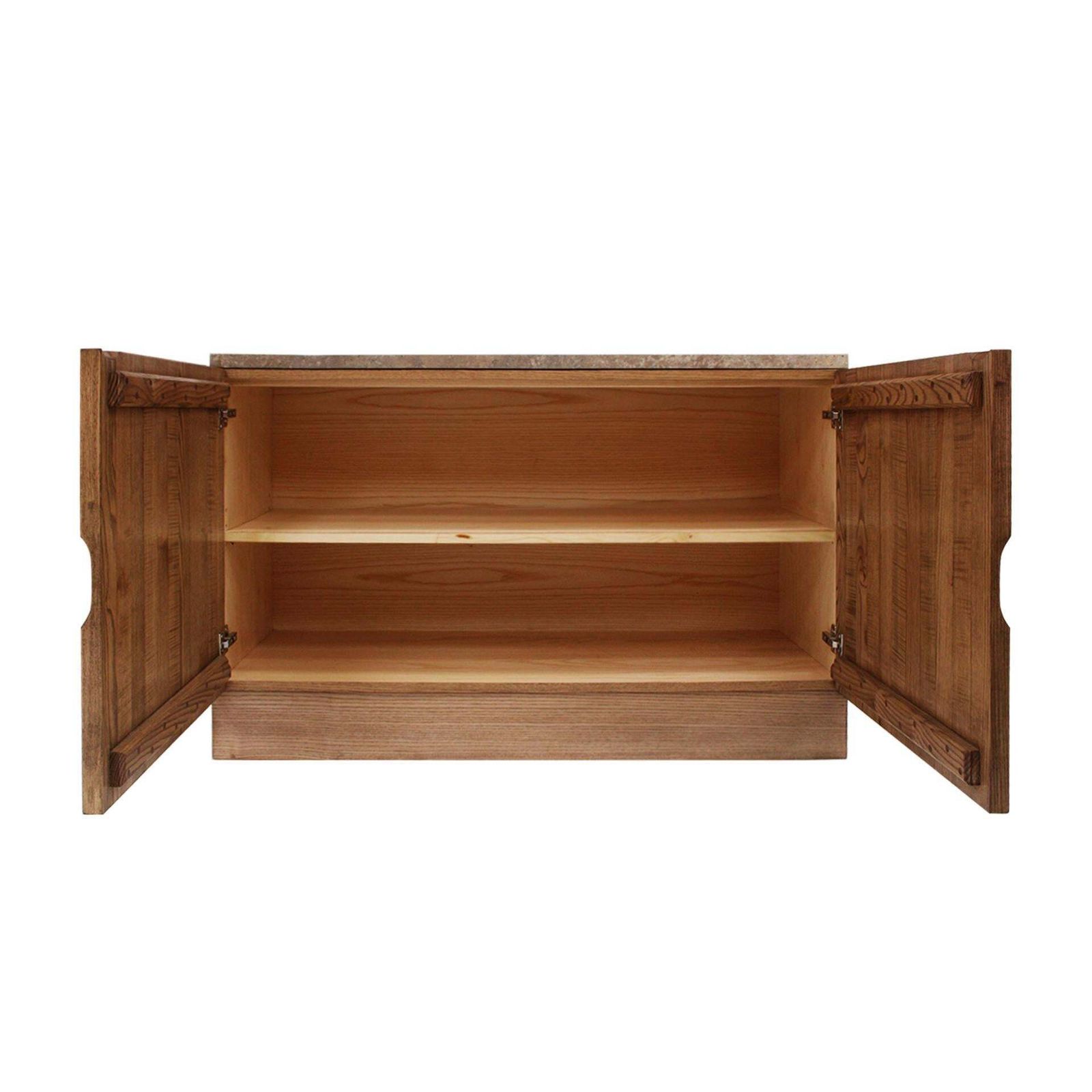 Contemporary Solid Oak Wood And Travertine Pair Of Italian Sideboards photo 7495.0