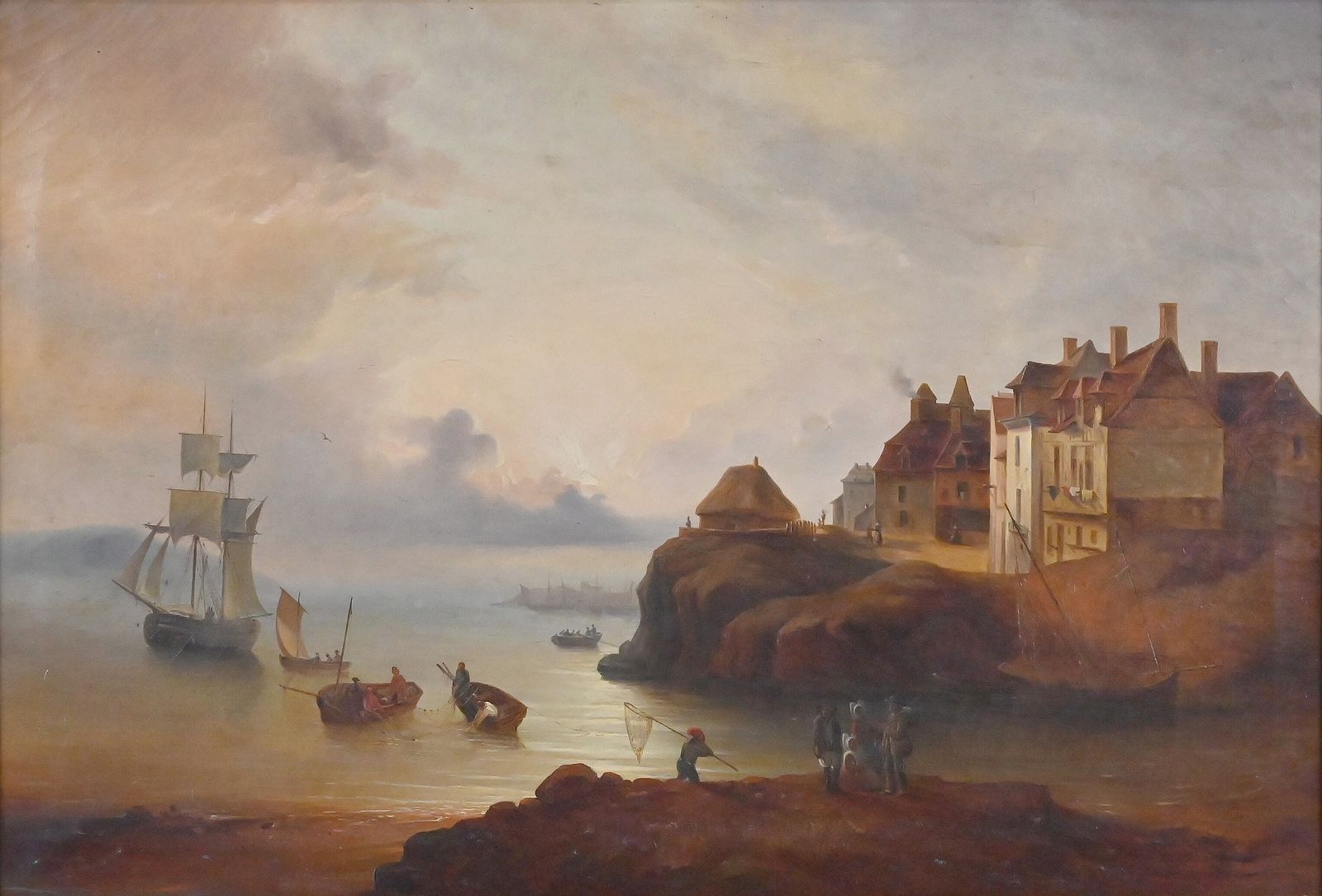 Painting "Light On The Port", French School, 19th Century photo 1210.0