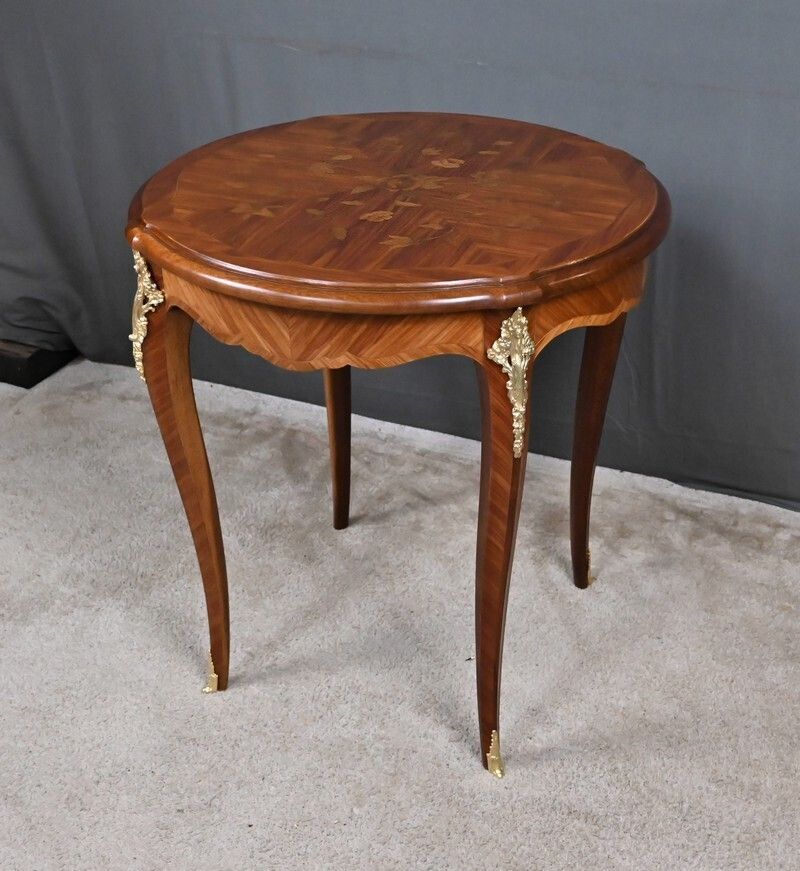 Louis XV Style Marquetry Coffee Table – Mid 20th Century photo for sale