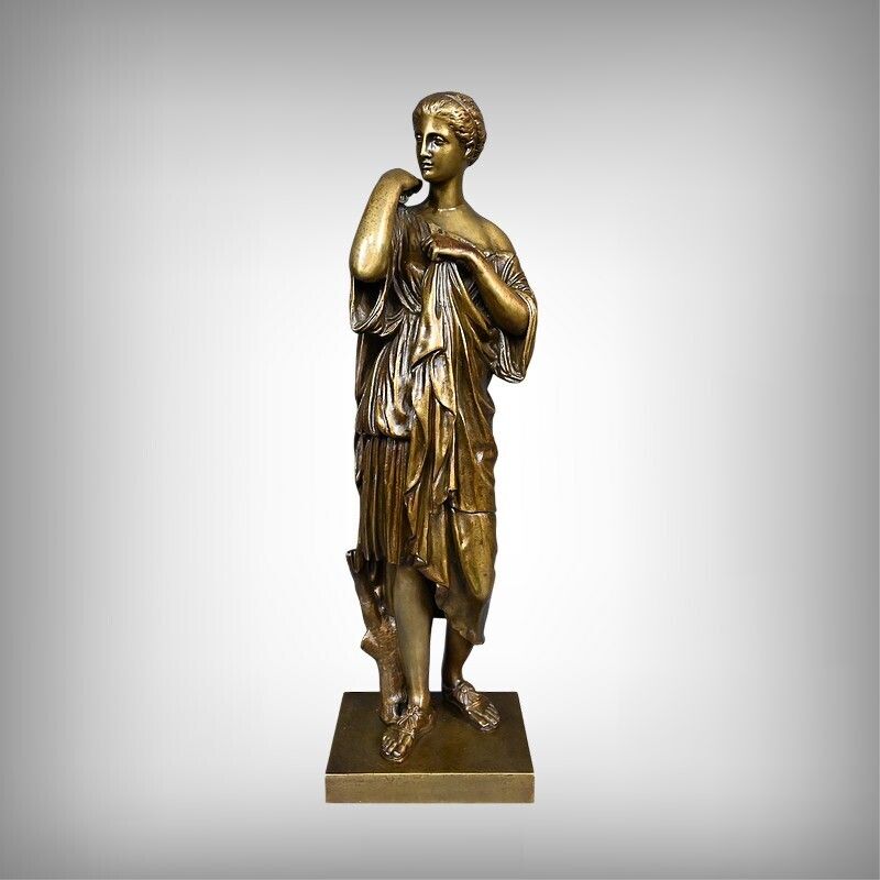 Bronze Sculpture "Diana Of Gabii", After Praxiteles, Signed Raingo Frères – 2nd Half Of The 19th Century