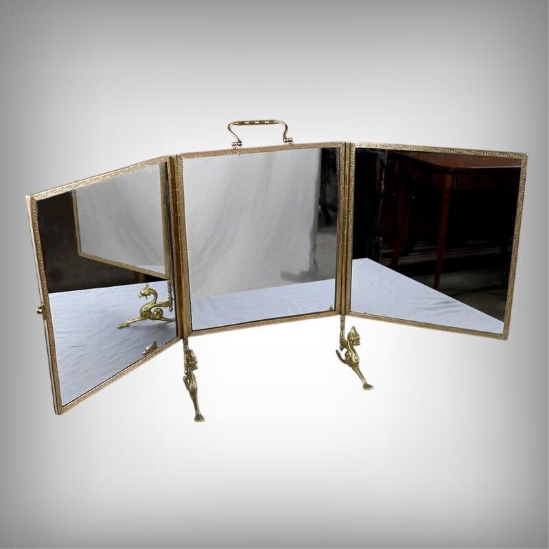 Rare Bronze Triptych Mirror – 1900 photo furniture