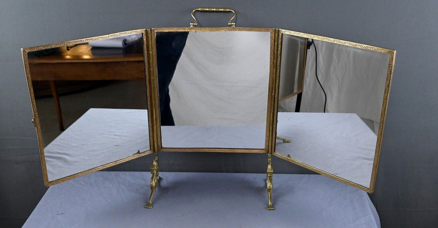 photo vintage Rare Bronze Triptych Mirror – 1900