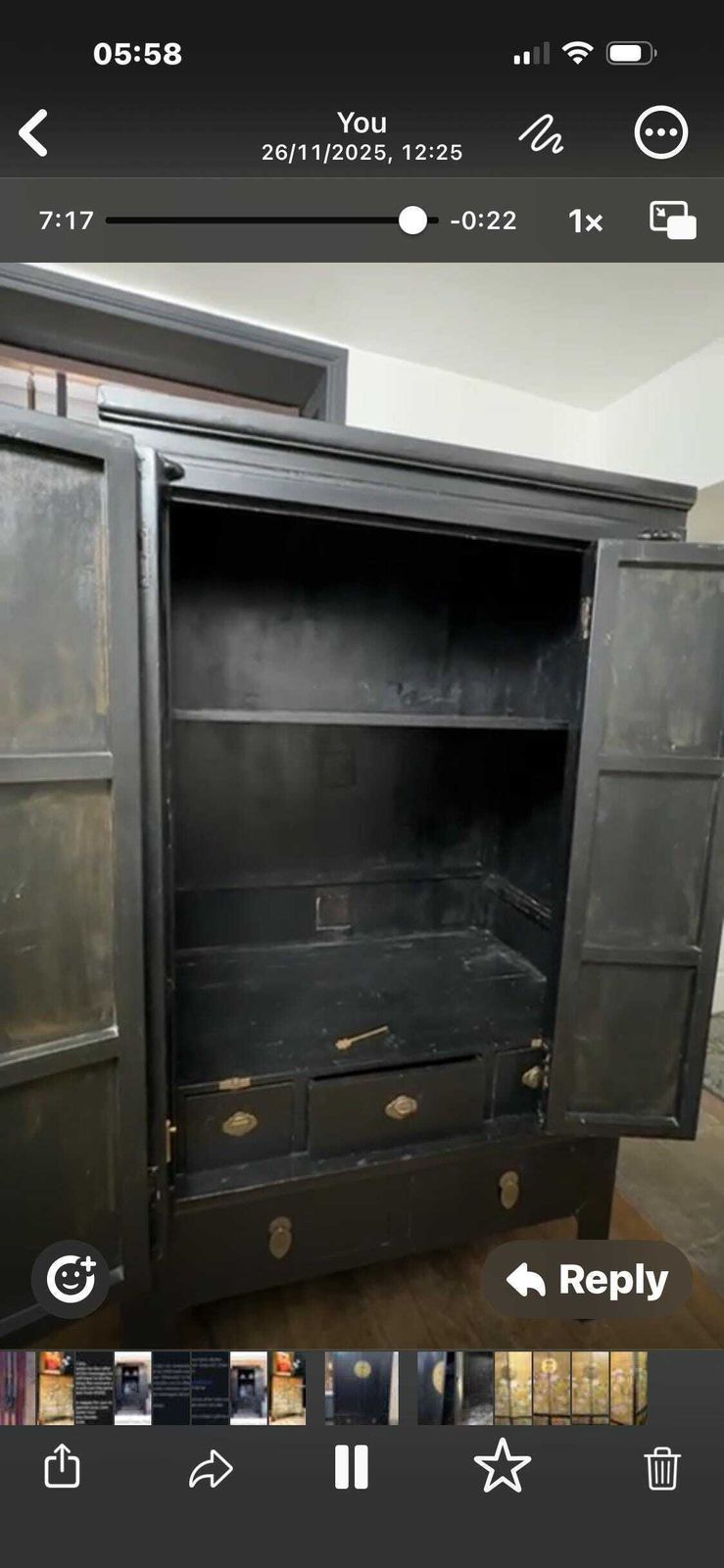 Bespoke Chinoiserie Drinks / Crockery / Wedding Cabinet Restoration – Gold Finish Commission Example photo vintage