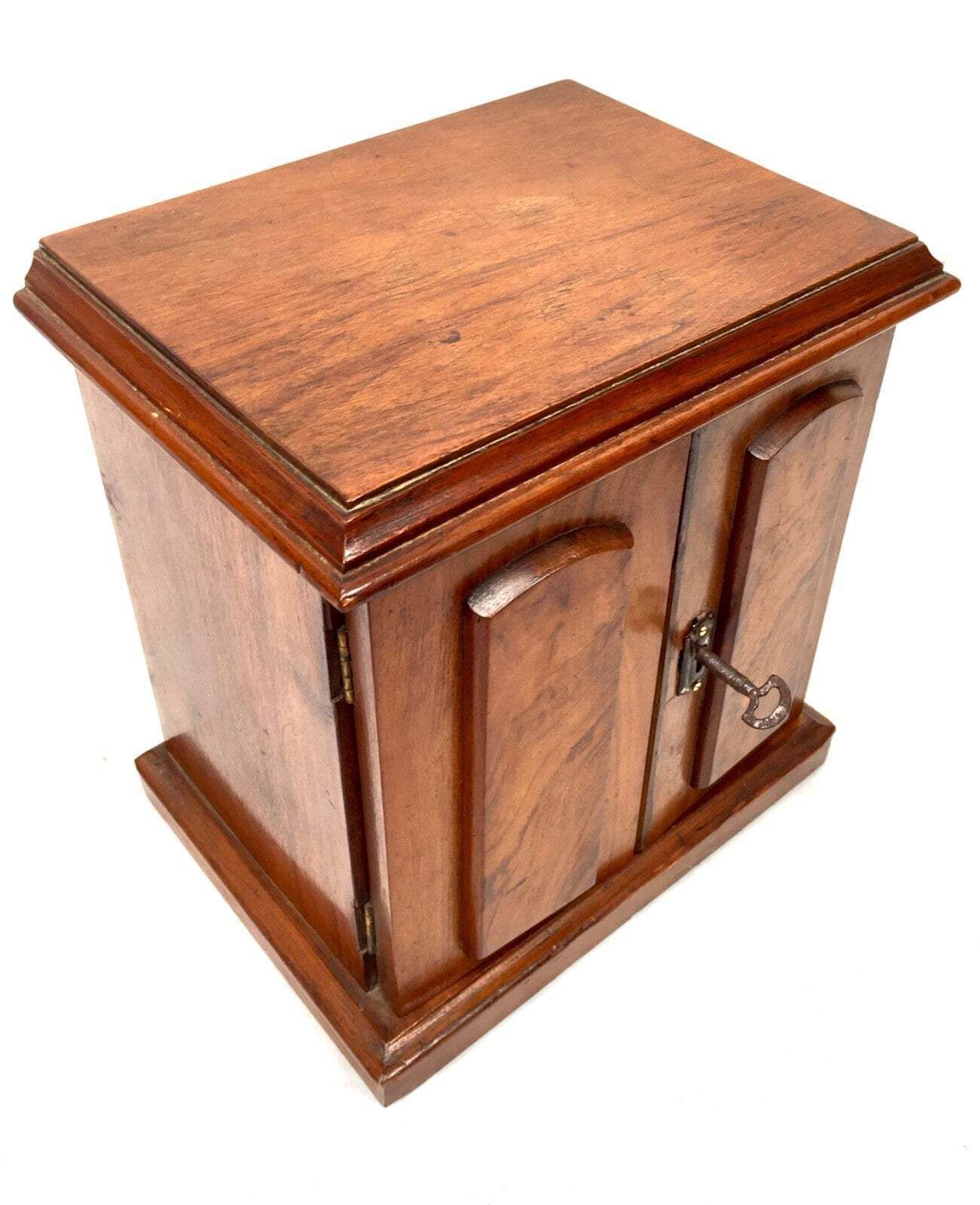 Antique Wood Tabletop Storage Drawers  Jewellery Box Humidor Cabinet With Key photo furniture