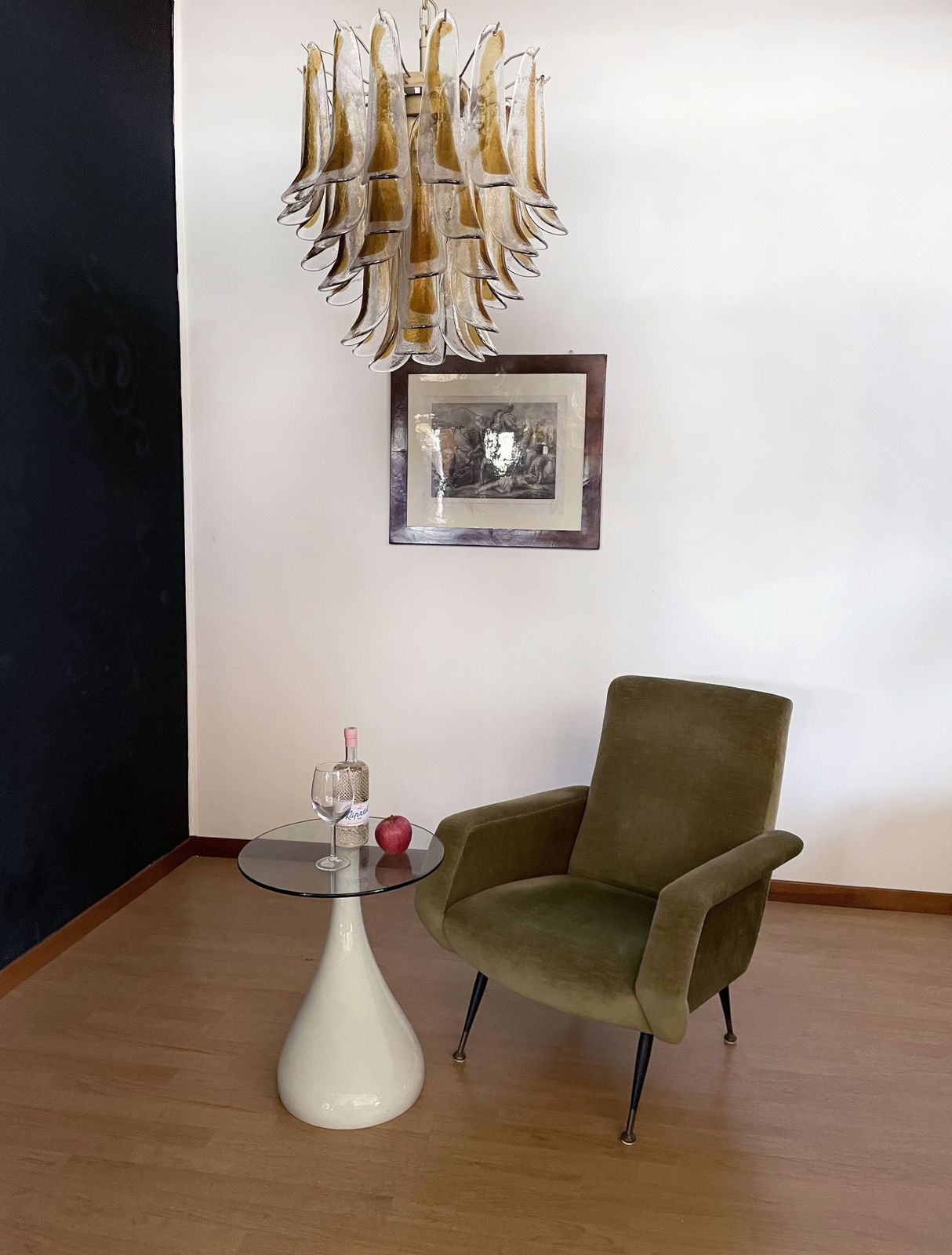 Italian Vintage Murano Chandelier   41 Glass Amber Petals photo vintage
