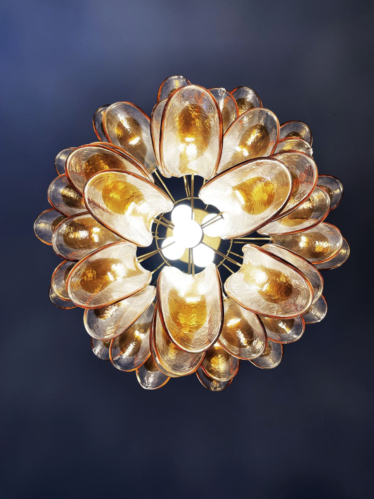photo buy Italian Vintage Murano Chandelier   41 Glass Amber Petals