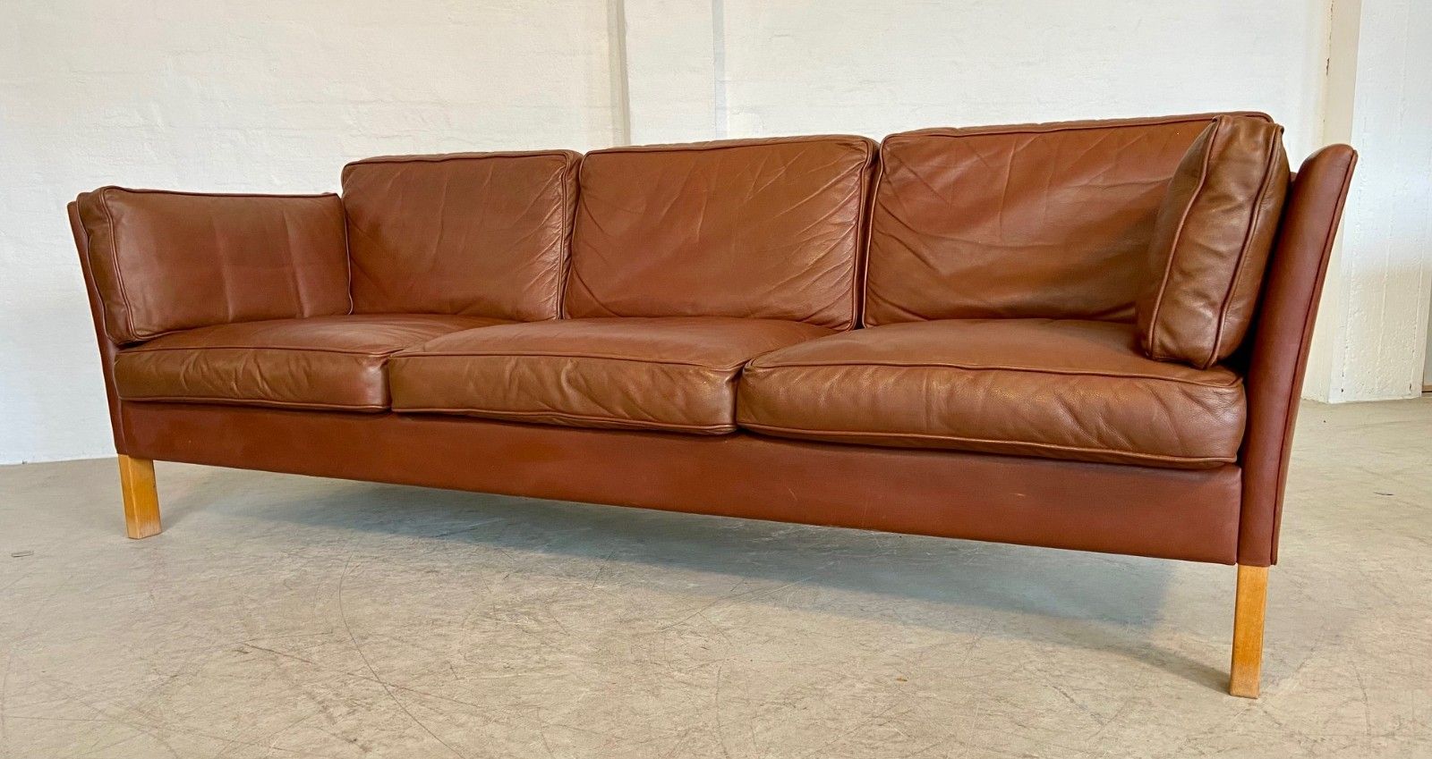 2495.0 Vintage Danish Mid Century  Mogens Hansen 3 Person  Cognac Leather Sofa 1960,S photo