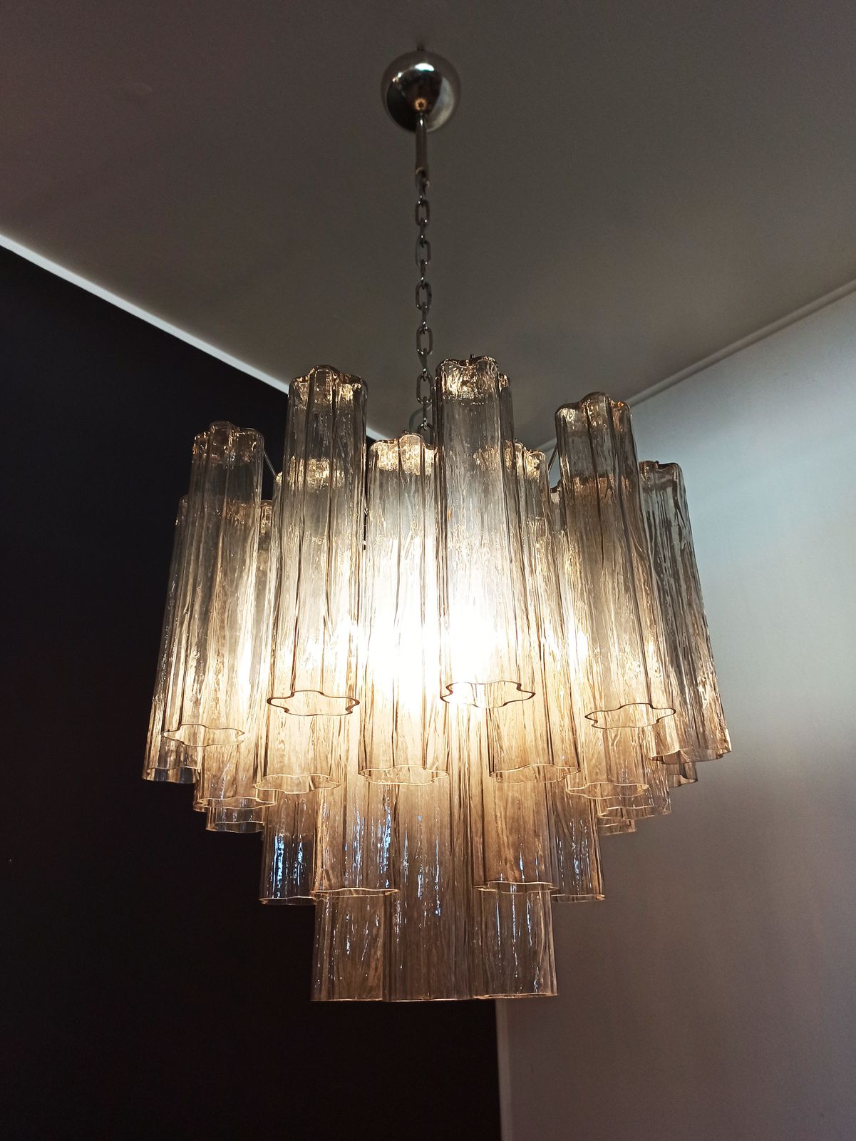 Fantastic Murano Glass Tube Chandelier   36 Smoked Glass Tube photo vintage
