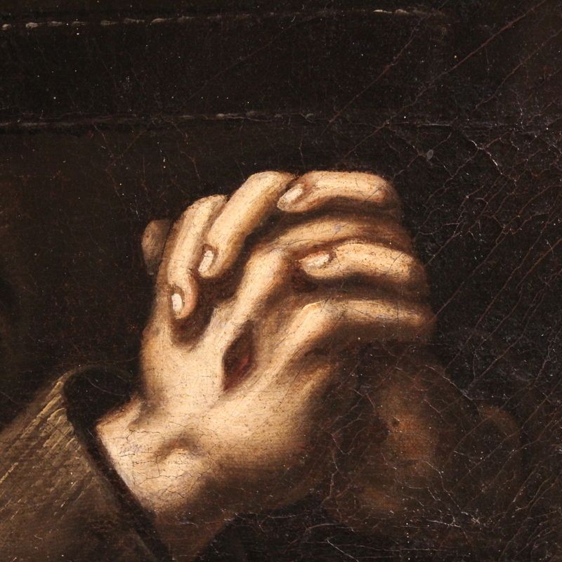 Art Antique Italian Painting Ecstasy Of Saint Francis From The 18th Century photo