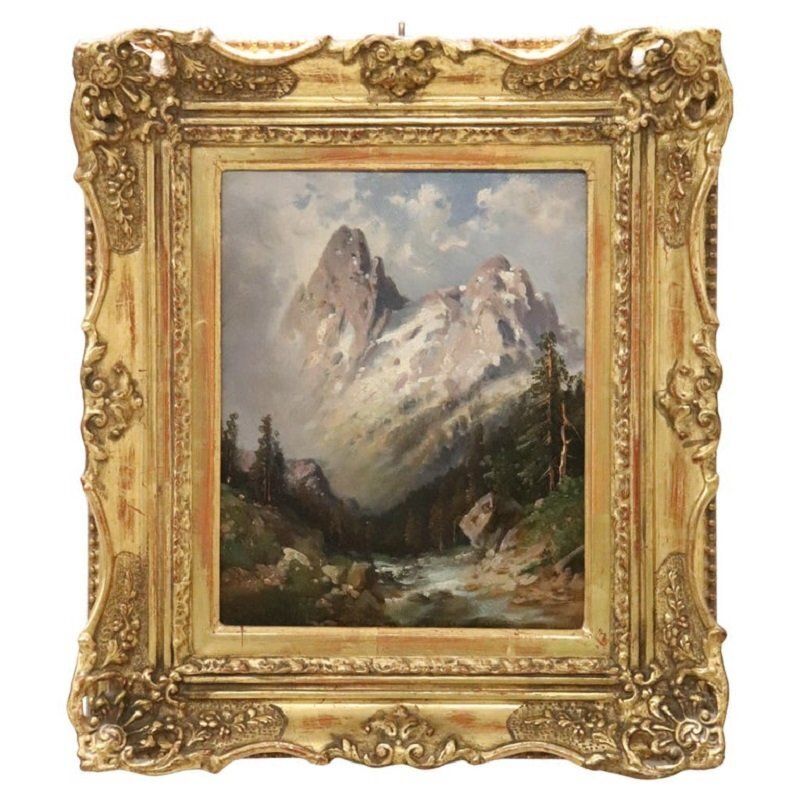 Mountain Landscape, Oil Painting On Board, 1972, Framed