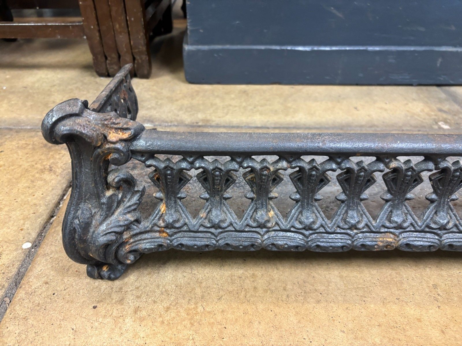 Antique Victorian Cast Iron Fireplace Fender/ Kerb photo furniture
