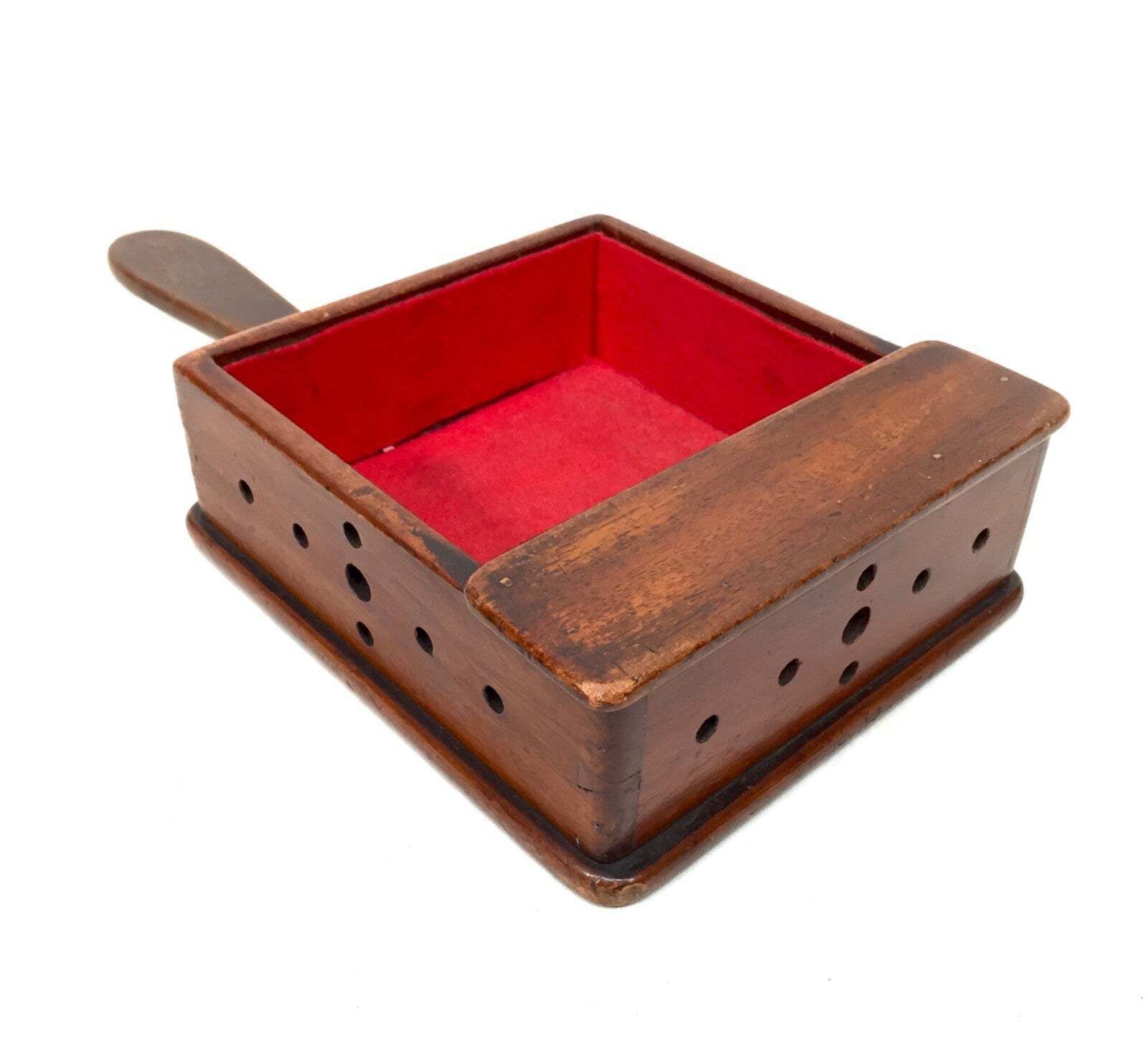 Antique Arts & Crafts Wooden Treen Church Collection Box Offering Bowl C.1920 photo vinterior