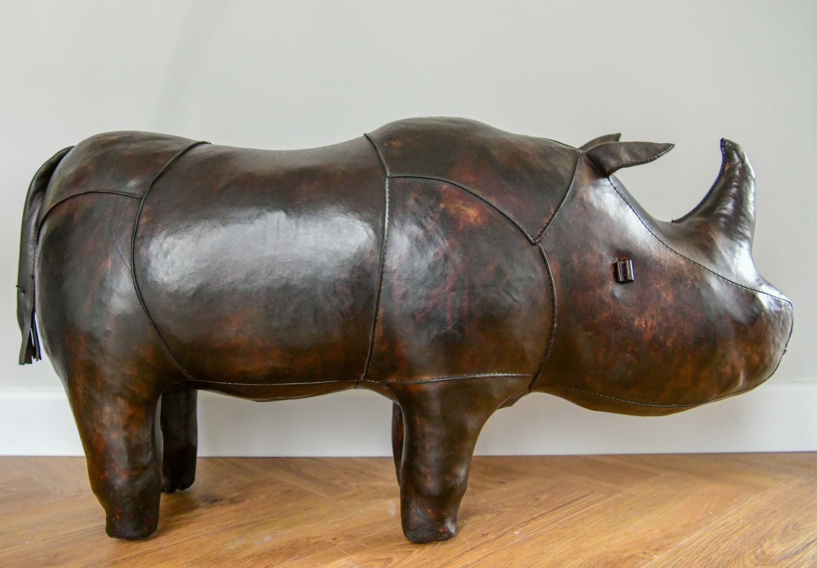 1950.0 Original Dimitri Omersa Leather Rhino Footstool For Liberty's Of London, C1960 photo