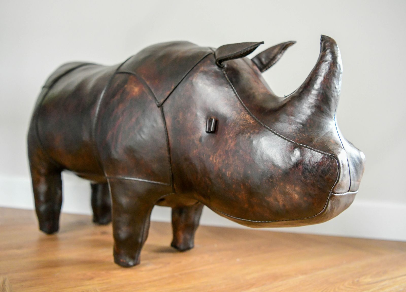 photo vinterior Original Dimitri Omersa Leather Rhino Footstool For Liberty's Of London, C1960