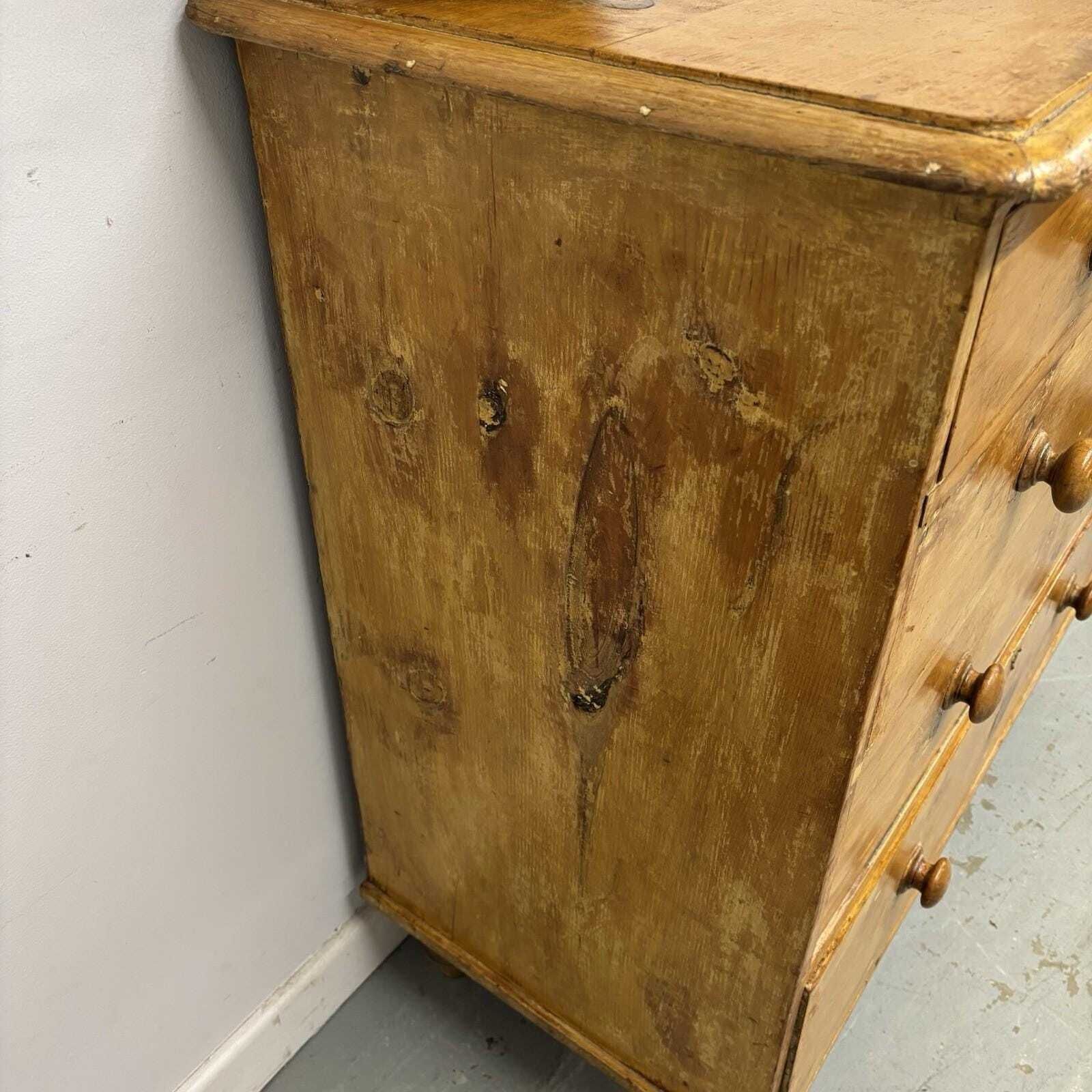 Antique Pine Chest Of Drawers Rustic Victorian Style 2 Over 3 Drawer Chest photo for sale