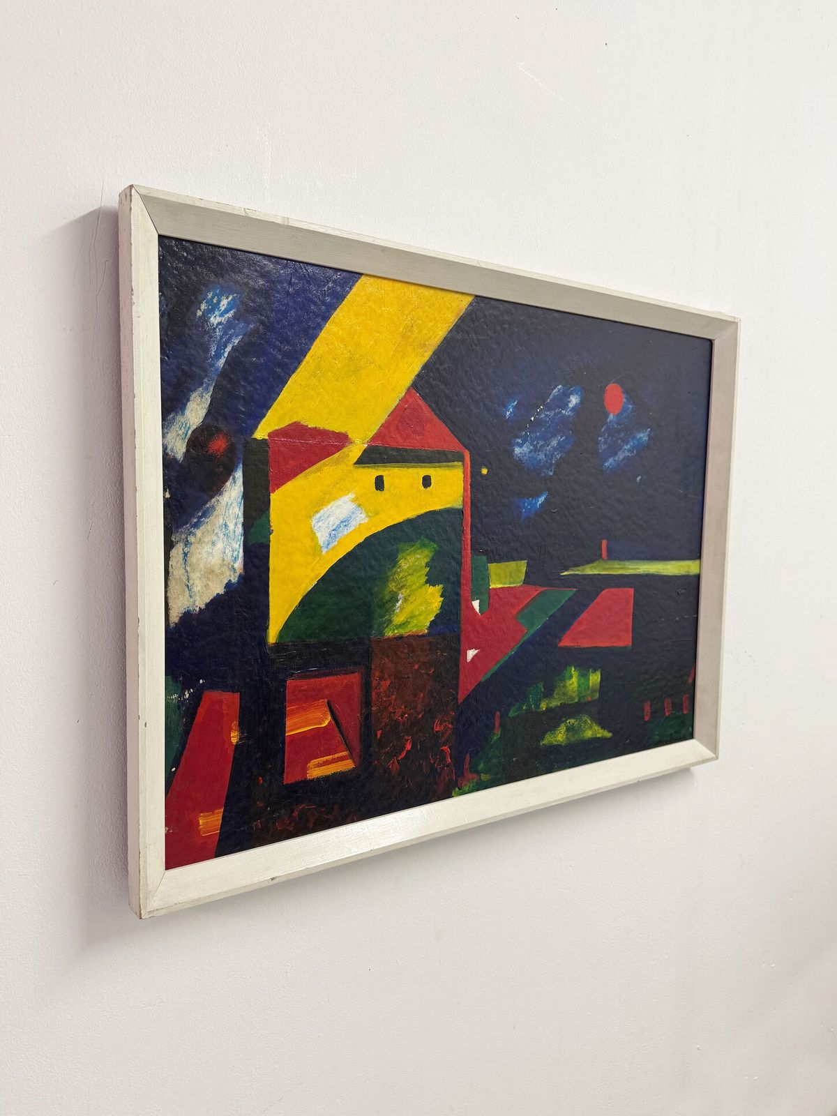 Signed French Abstract Landscape Painting – Modernist Colourful Artwork By Meule photo Art