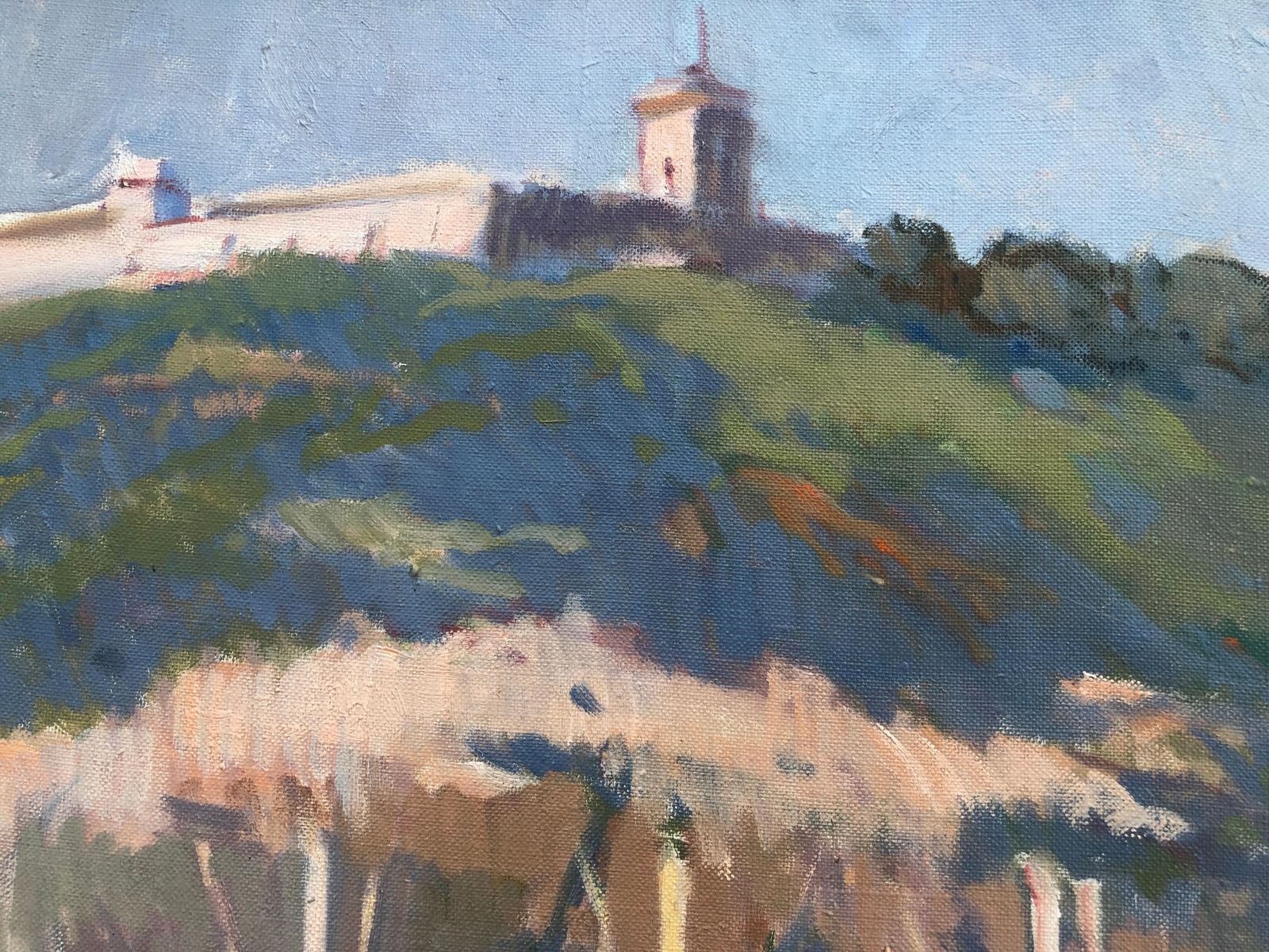 Antonio Sala Herrero View Of Montjuïc, Barcelona, ​​Spain, Oil On Canvas, Seascape Painting C.1975 photo vinterior