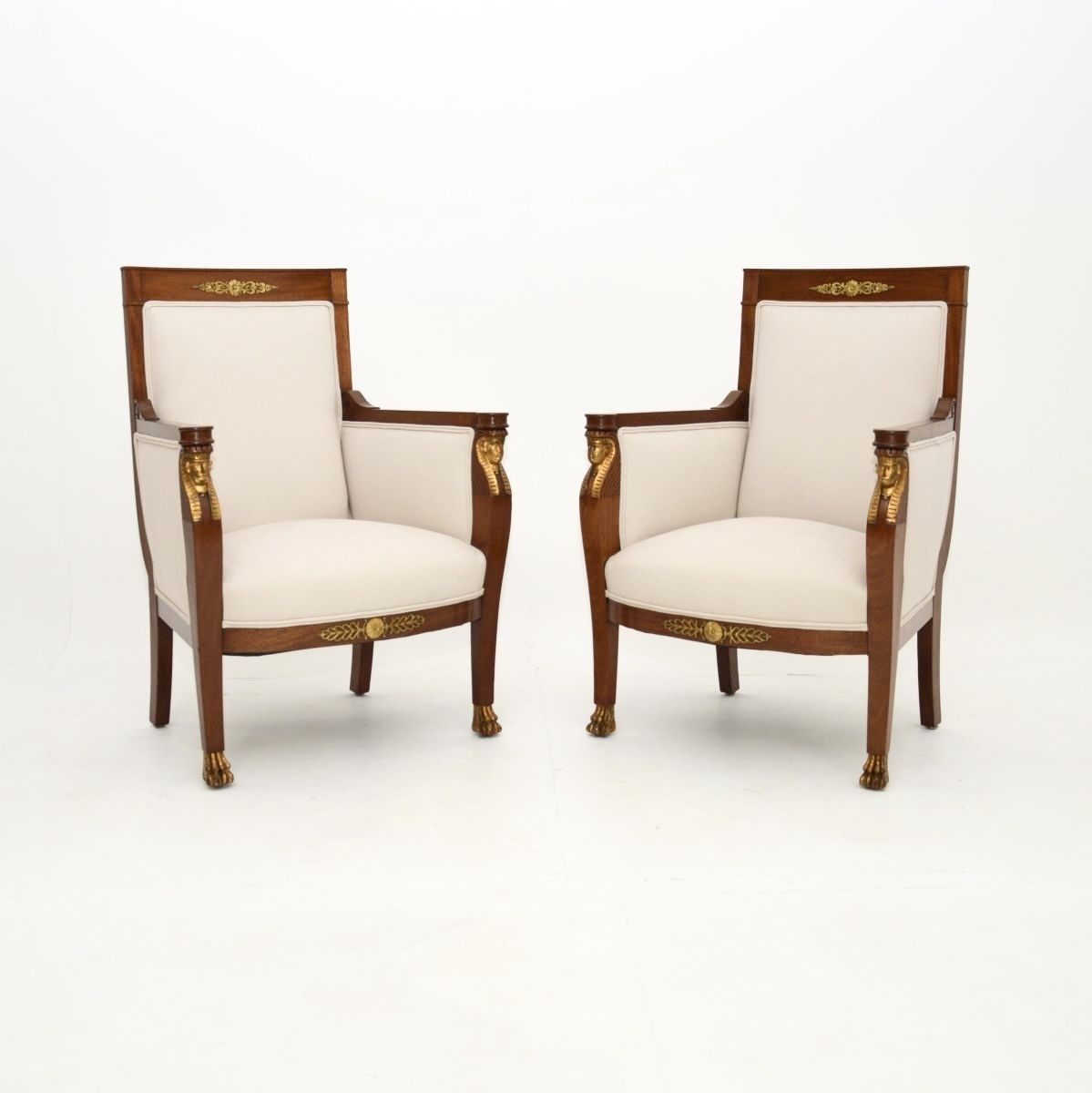 Pair Of Antique Swedish Neoclassical Mahogany Armchairs