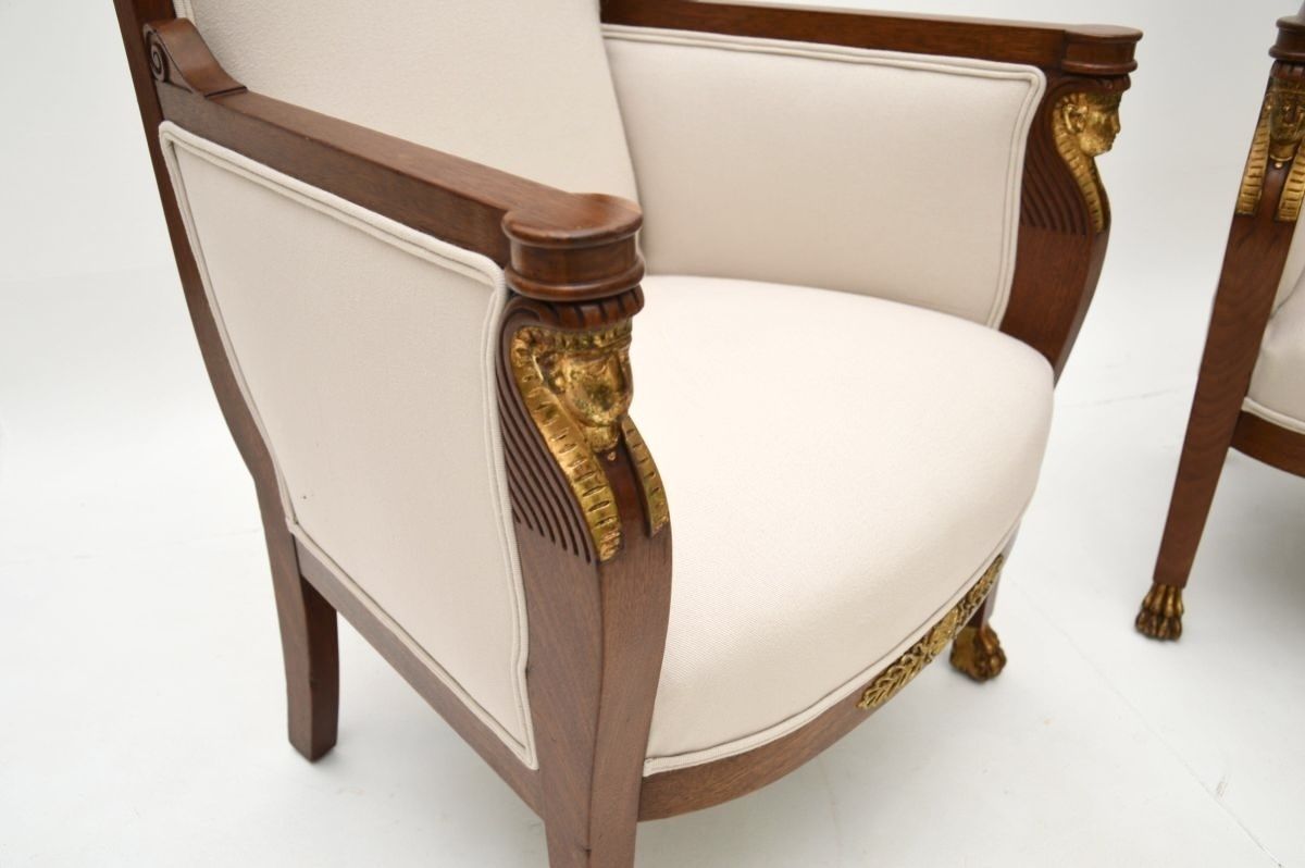 Pair Of Antique Swedish Neoclassical Mahogany Armchairs photo Furniture