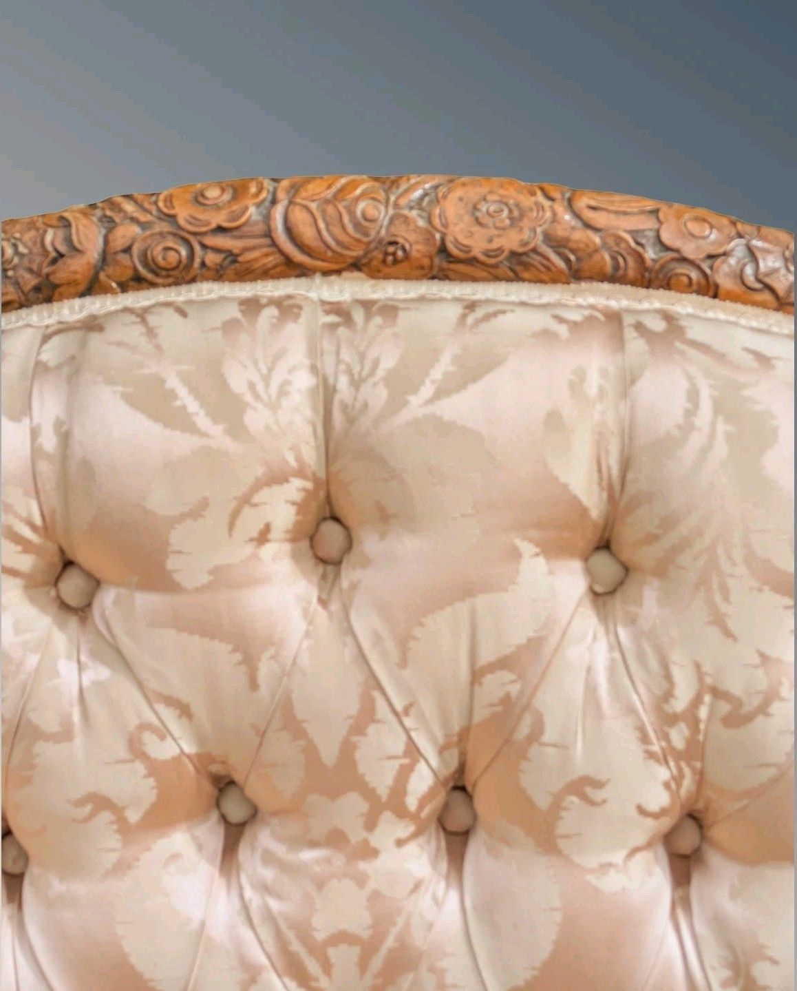 Superb French Walnut Armchair  Silk Upholstered photo vintage