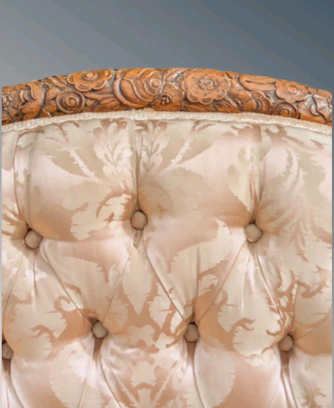 photo for sale Superb French Walnut Armchair Silk Upholstered