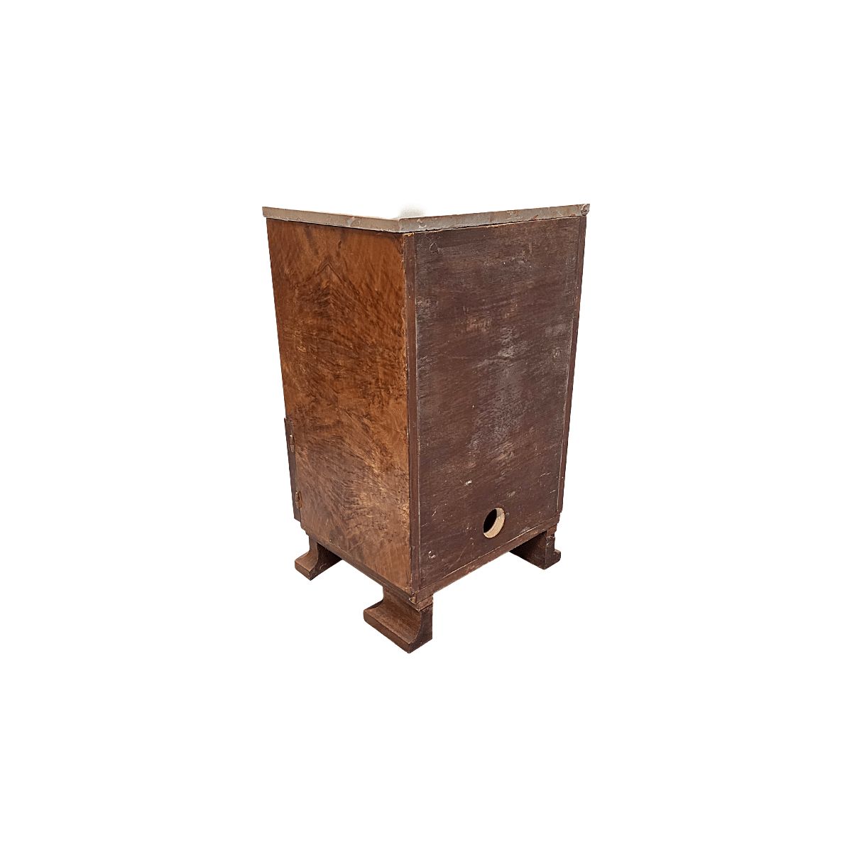French Art Deco Burr Walnut Bedside Table, 1920/30s photo vintage
