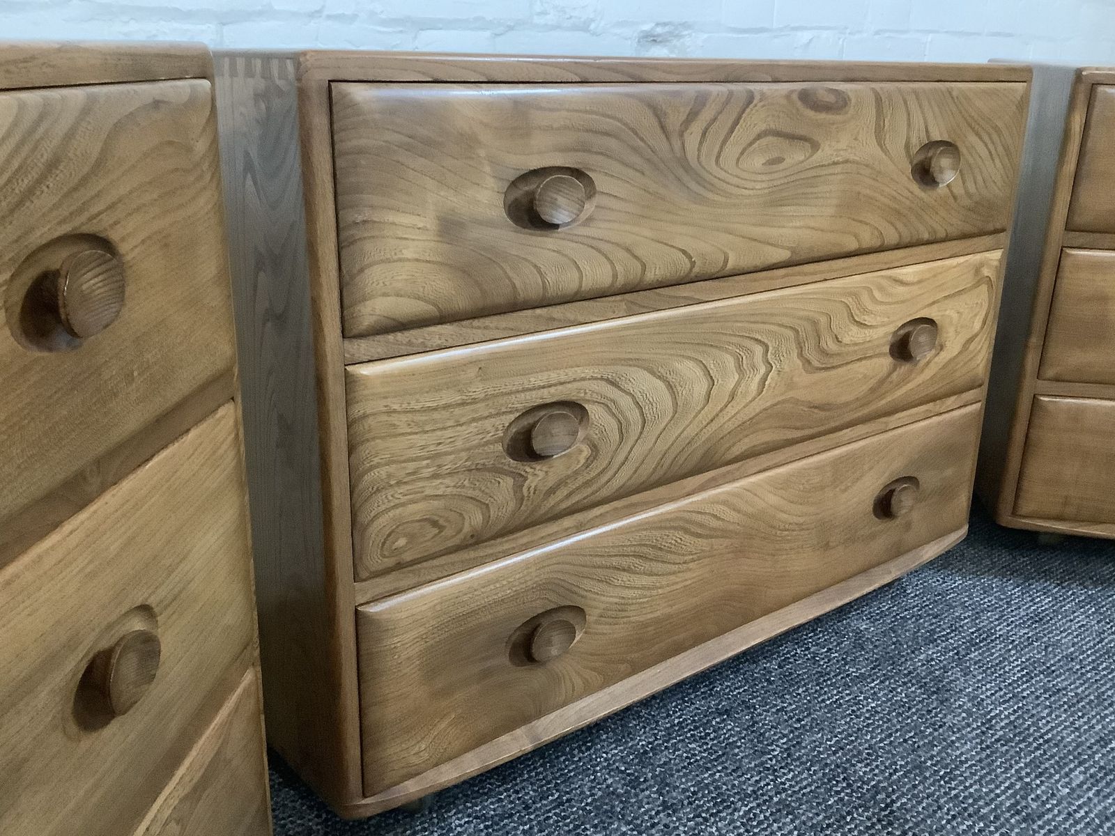 Matching Trio Of Ercol Windsor Chest Of Drawers. photo for sale