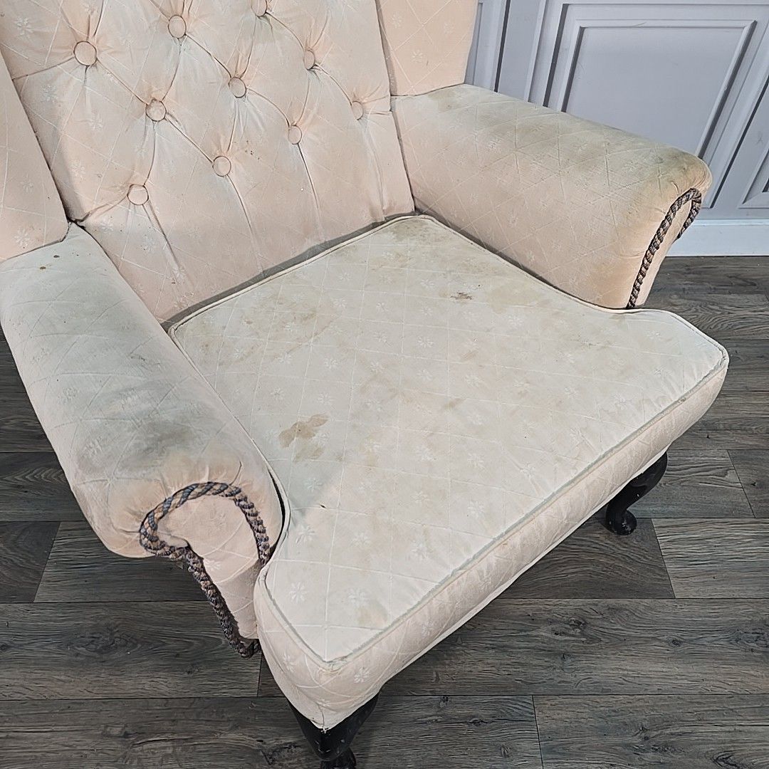 Vintage Wingback Armchair Upholstered Button Back Dovedale Furniture Victorian photo Furniture