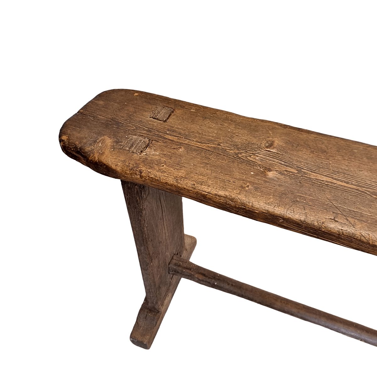 Antique French Wooden Bistro Bench, From Around 1850 photo 365.0