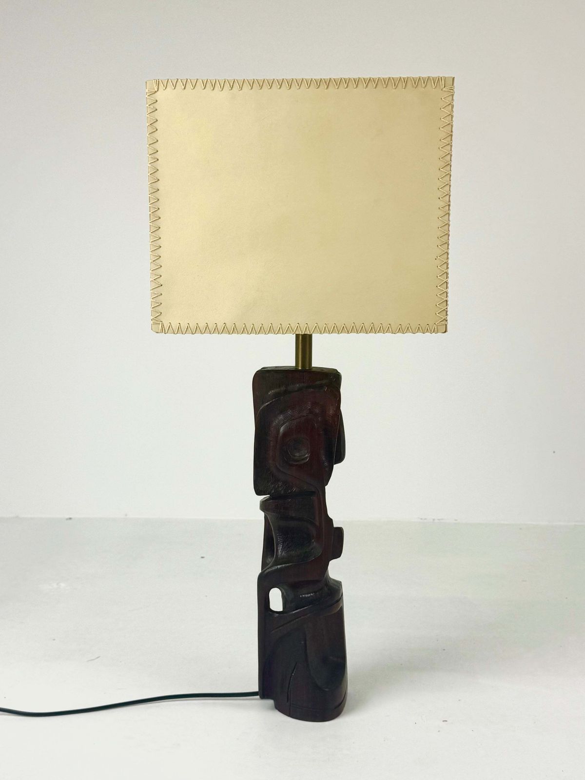 Lighting Hand Carved Wooden Sculptural Table Lamp By Gianni Pinna photo