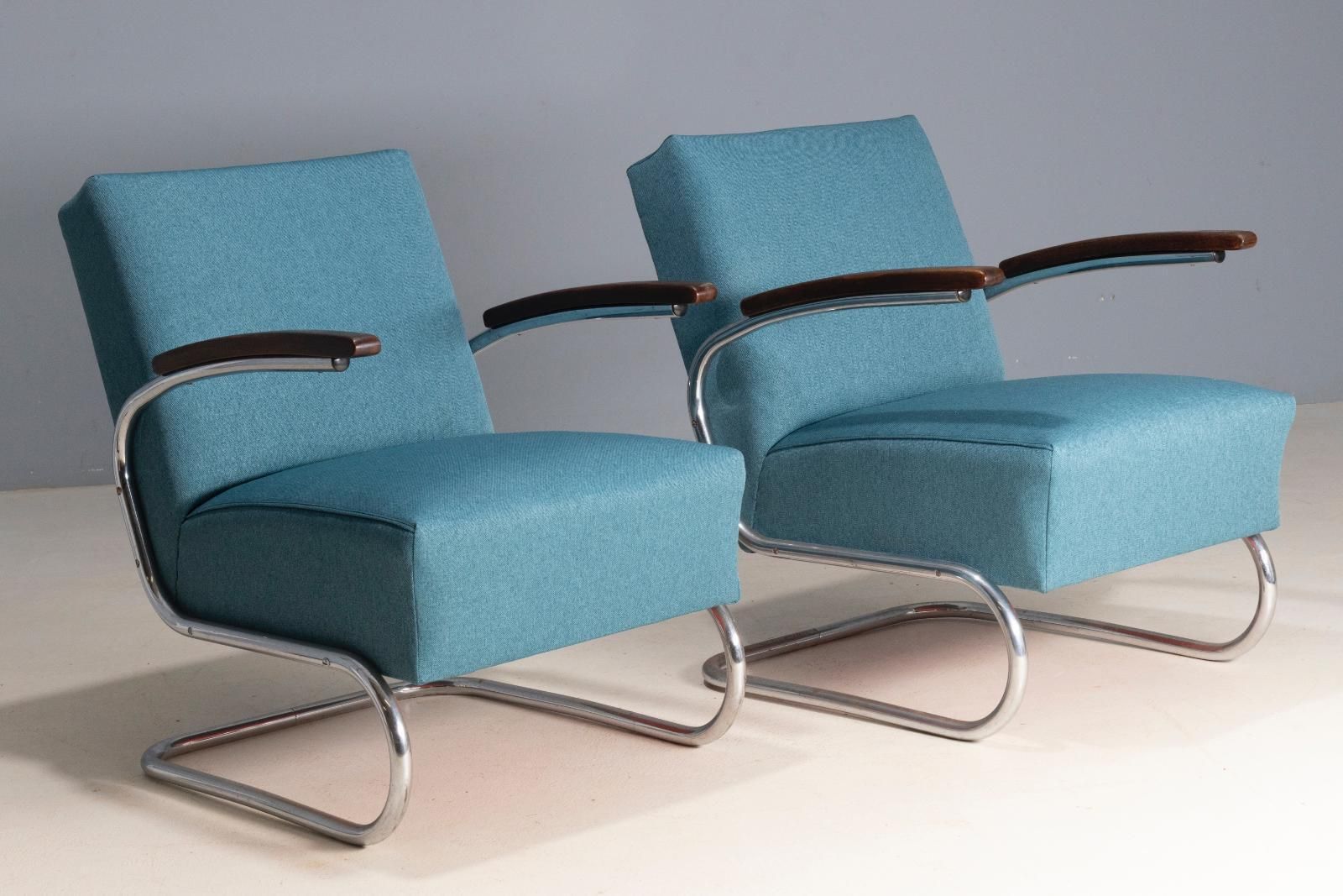 Paar Buisstalen Fauteuils, Model S 411, Midden 20e Eeuw photo Meubels