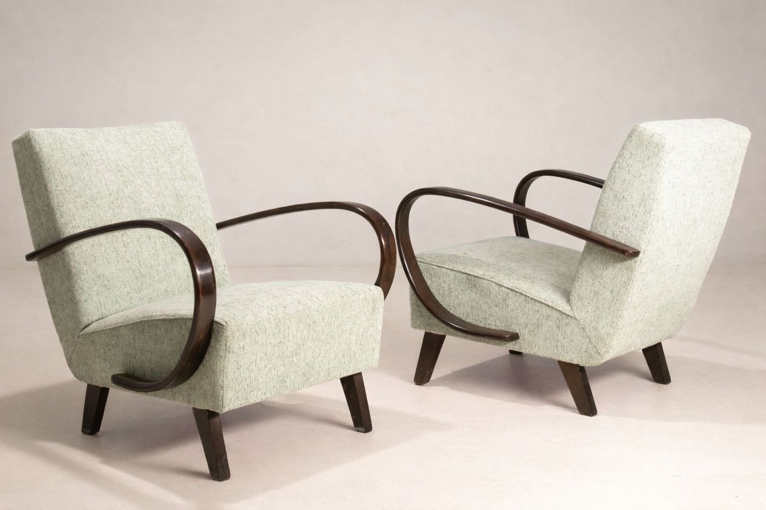 Paar Fauteuils H 227, Jindřich Halabala, Jaren 1930, Tsjecho Slowakije