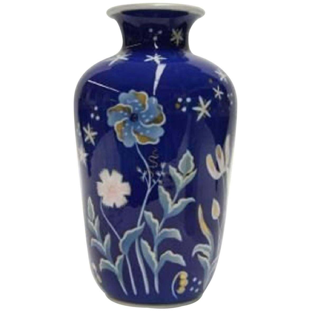 Large Art Deco Porcelain Vase From Rosenthal Hand Painted With Floral Motifs