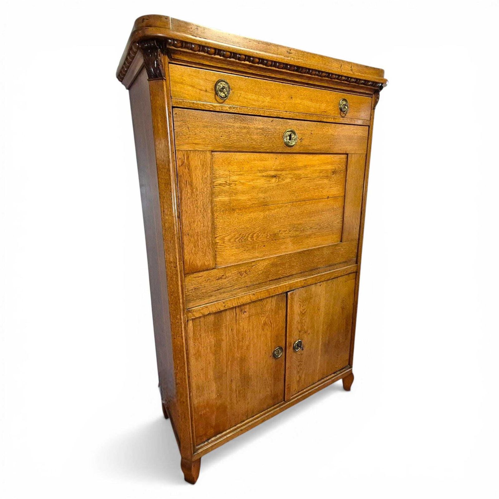 photo buy Antique Oak Fall Front Bureau Desk Secretary C1900 Writing Cabinet Storage
