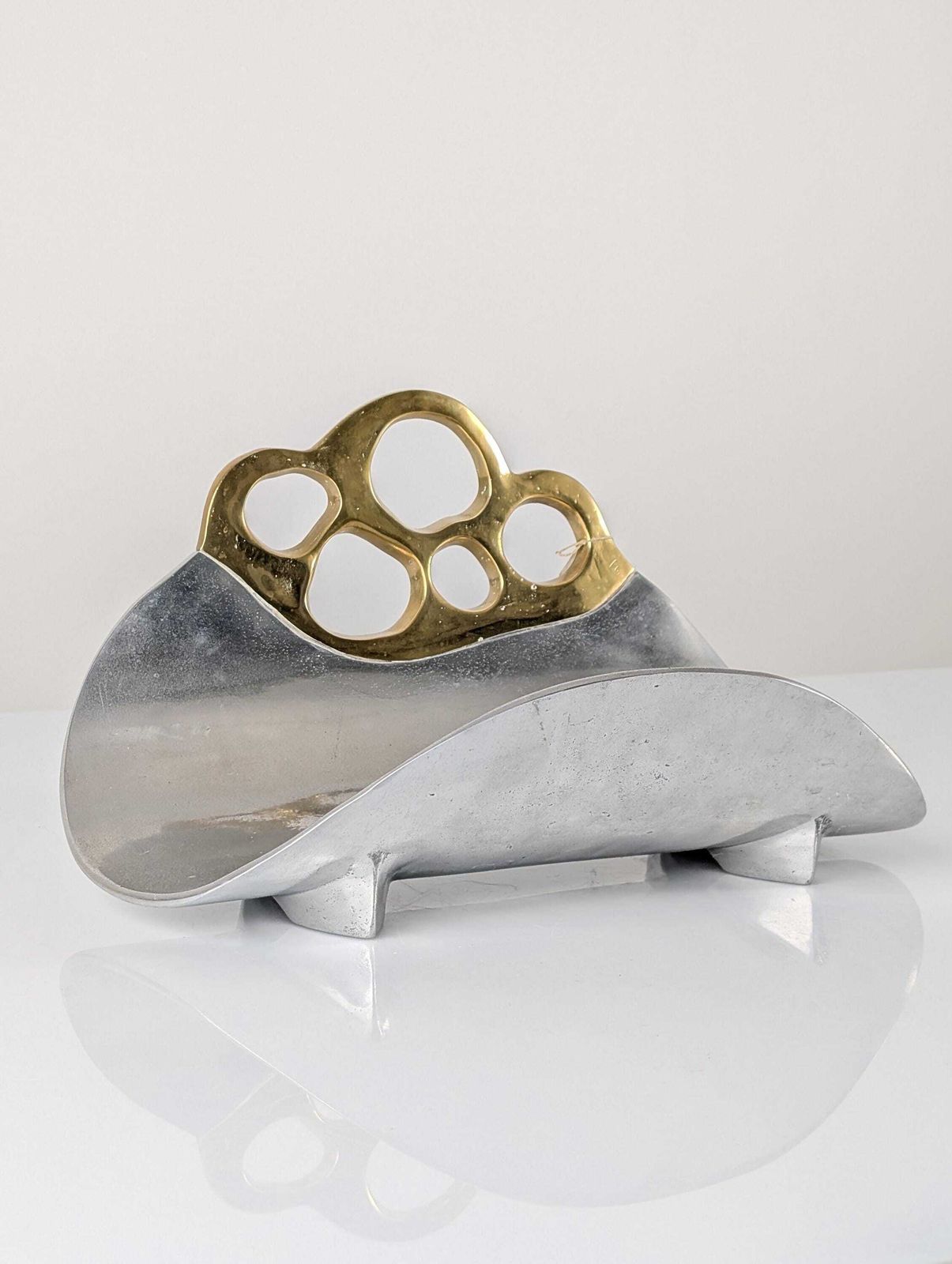 Aluminum And Brass Log Rack By David Marshall, Spain, 1980s photo vintage