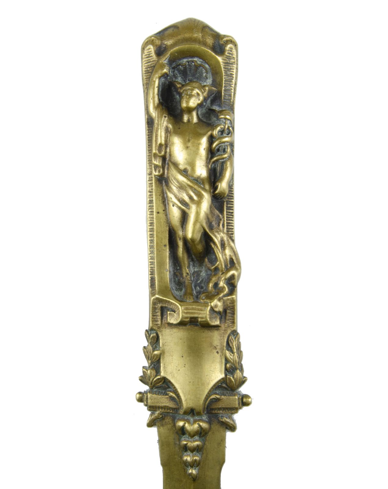 Late 19th Century French Neoclassical Gilt Bronze Letter Opener With Mercury God Motif On Handle photo for sale