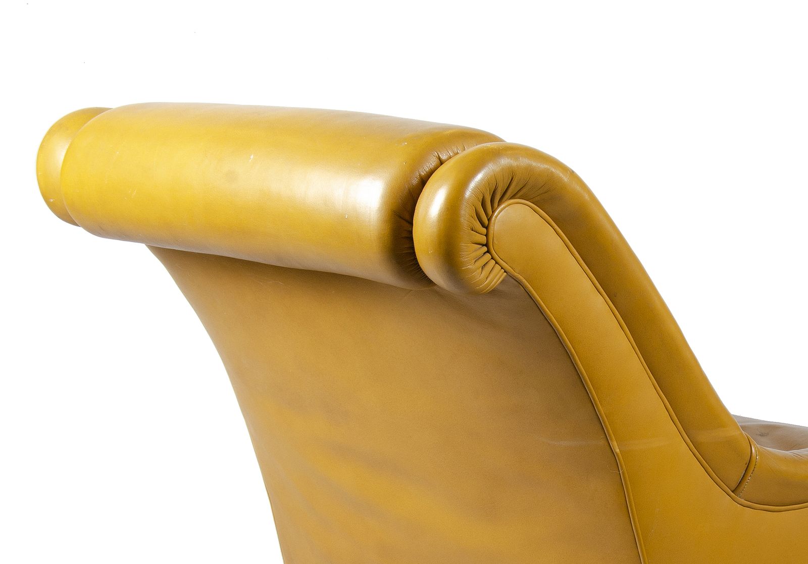 Pair Of 1940s Mid Century Modern Leather Club Chairs With Parchment Paper Covered Wood Legs, France photo vinterior
