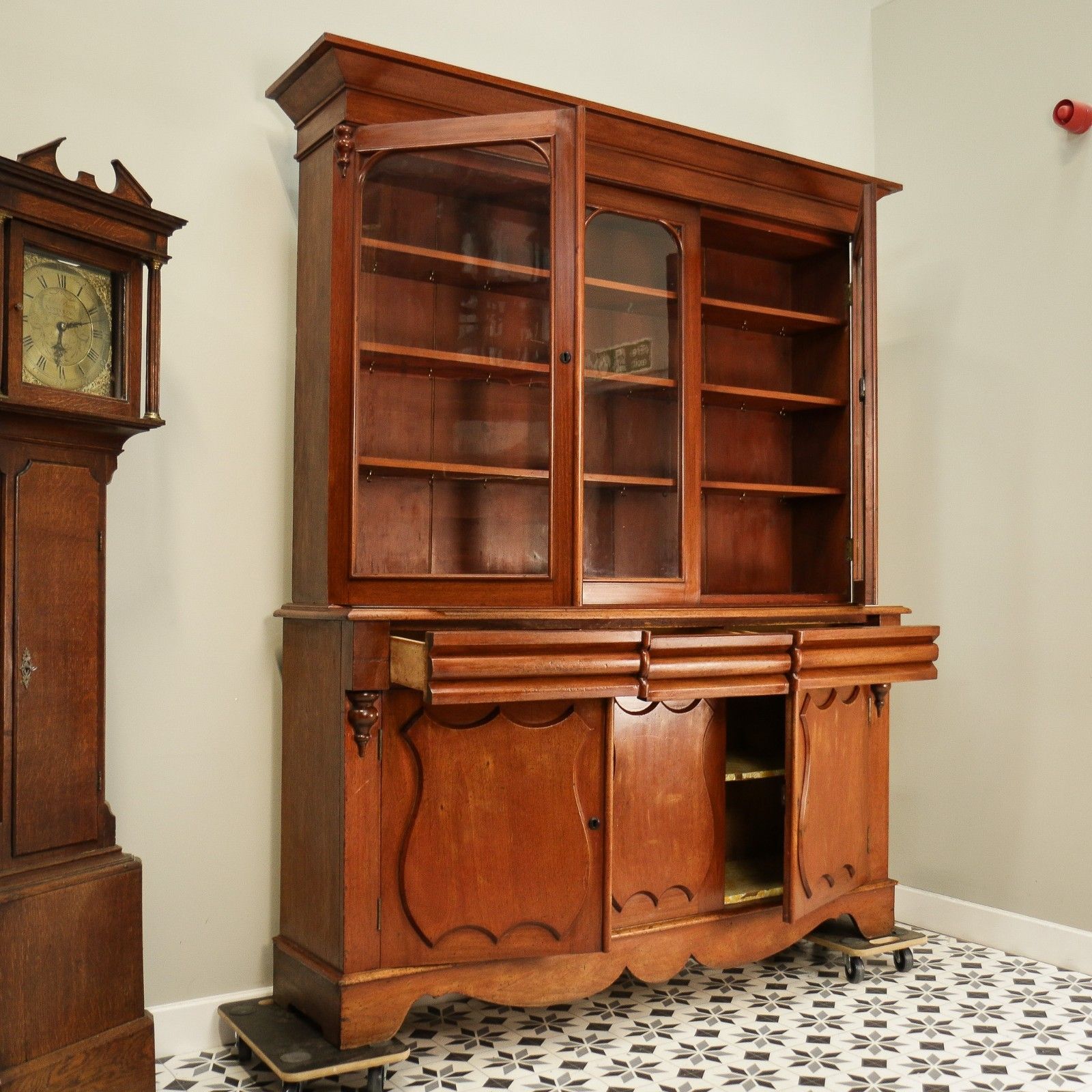 Antique Mahogany Bookcase Kitchen Dresser Display Cabinet  Late Victorian photo 695.0