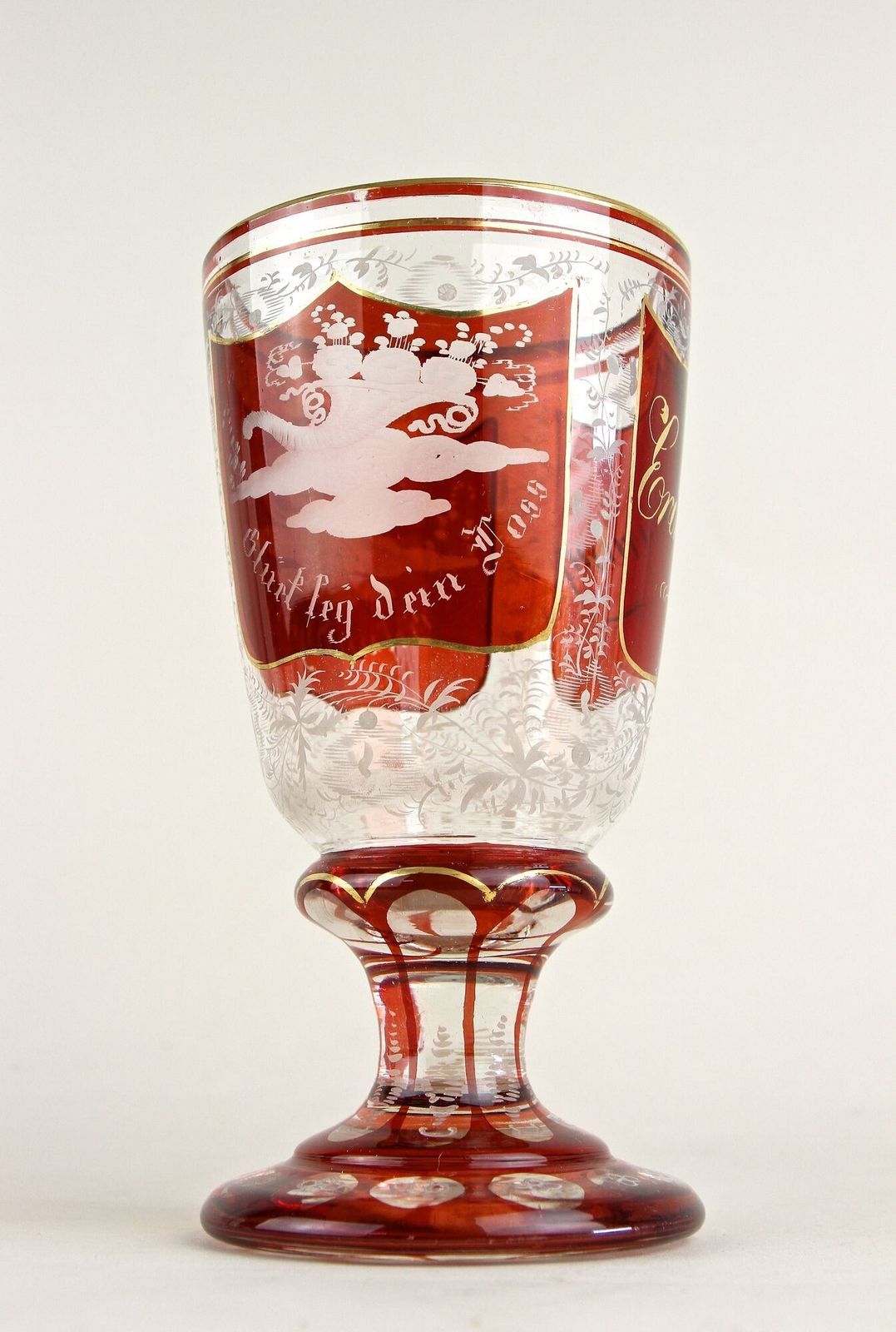 photo buy 19th Century Biedermeier Glass Goblet   Engraved/ Handpainted, At Ca. 1835