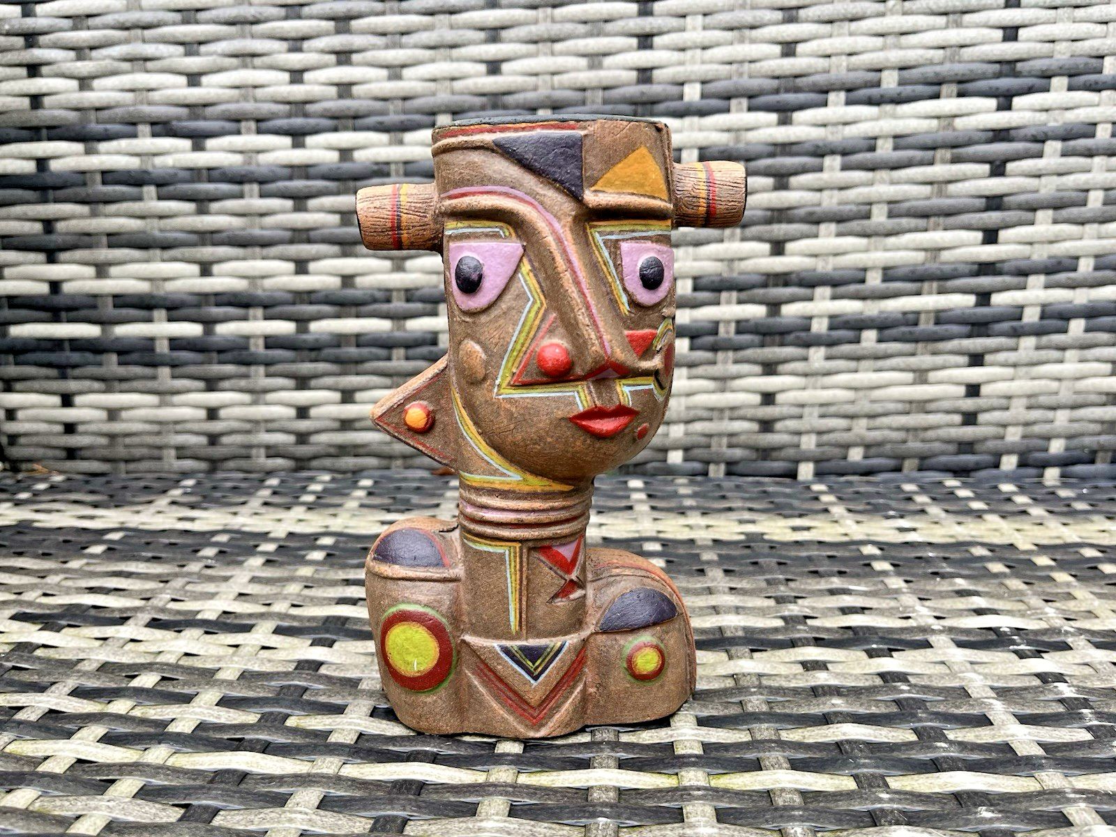 Home Decor Mid Century Modernist Picasso Style Cubist Abstract Pottery Face Sculpture Vase photo