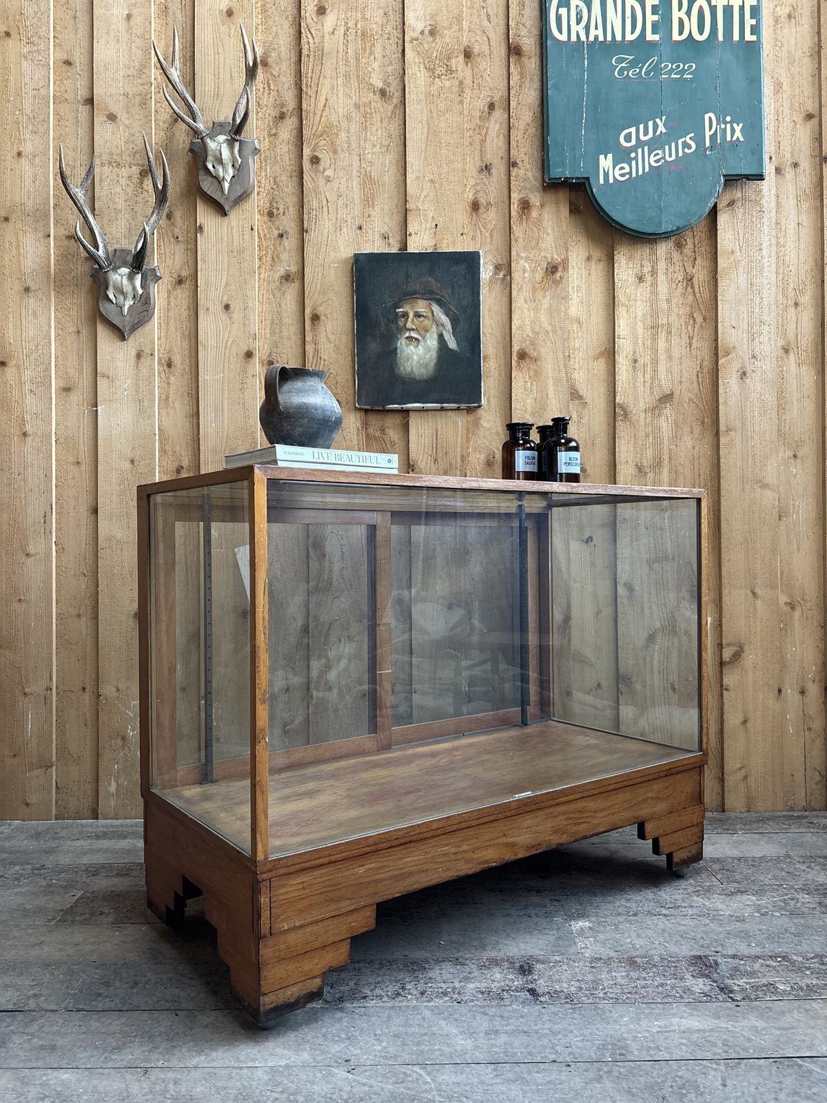 Vintage Haberdashery Oak Shop Counter Cabinet photo vintage