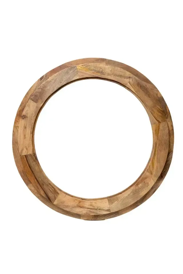 Large Round Indian Hand Made Carved Solid Wooden Mango Wood Wall Temple Mirror photo Home Decor